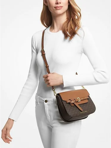 Vista 4 de Michael Kors Emilia Small Logo Satchel (marrón), Negro