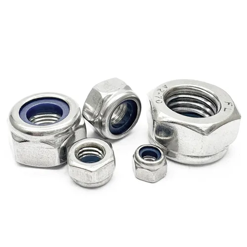 Vista 6 de 20 tuercas de bloqueo de nailon M6x0.2.953 in, tuercas hexagonales de rosca fina, kit surtido de tuercas de bloqueo de acero inoxidable 304