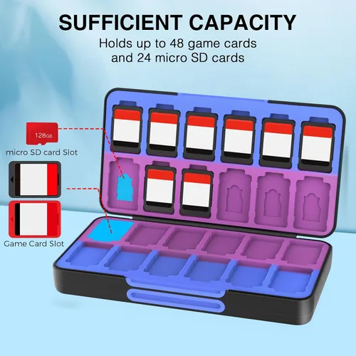 Vista 2 de Funda para tarjetas de juego Switch para Nintendo Switch/Switch OLED/Switch Lite, soporte para tarjetas de juegos con forro de color degradado