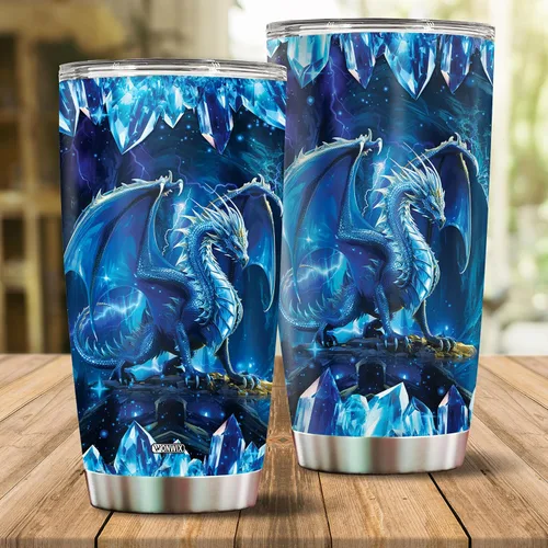 Vista 2 de Vaso Tumbler de Dragón Azul Regalos para Mujeres Niñas Hija Taza de Café 20oz Acero Inoxidable Aislado con Tapa Botella de Agua Taza de Viaje Regalo