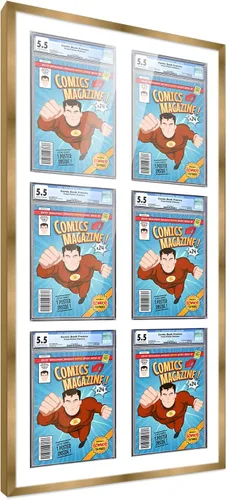 Vista 21 de Poster Palooza Marco de cómics con paspartú para 1 cómic de grado CGC, CBCS o PGX, marco de cómic de bronce para cómic de 8.125 x 13 pulgadas