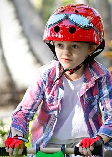 Vista 3 de Kiddimoto - Cycling Gloves Fingerless Gloves for Kids Perfect for Bike, Scooter & Skateboard Ideal for Boys and Girls Available in Different