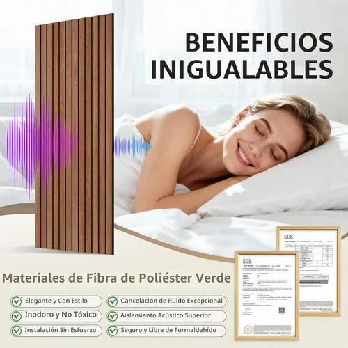 Vista 3 de TO-TH Juego de 4 paneles de pared insonorizados de 47.2 x 23.6 pulgadas con aspecto de madera, absorben el sonido, paneles acústicos grandes