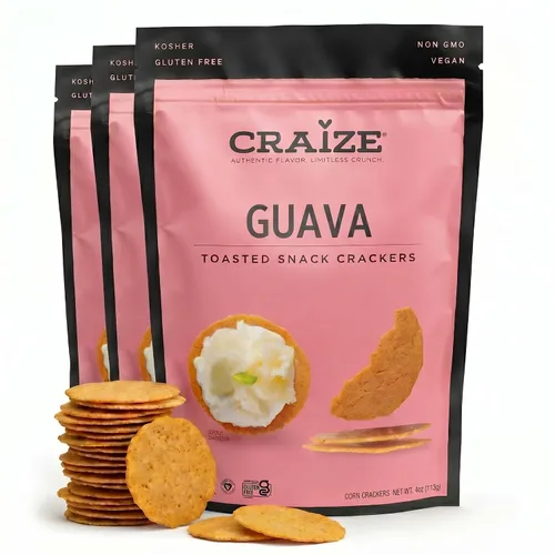 Vista 7 de Craize Guava Crisps Galletas de maíz tostadas sin gluten, veganas, kosher, paquete de 6, 4 onzas cada una