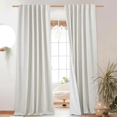 Vista 105 de NICETOWN Cortinas 100% opacas de 63 pulgadas de largo, 2 paneles de cortinas cortas con aislamiento térmico con forro para dormitorio, cortinas