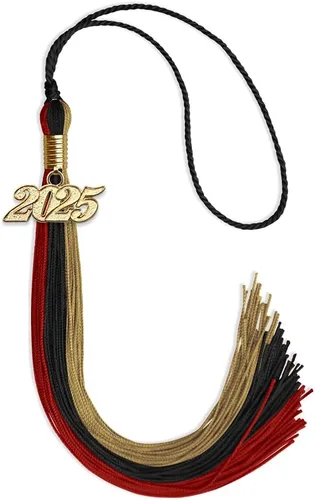 Vista 47 de Endea - Borla de graduación de triple color con gota de fecha dorada (negro/dorado/granate, 2020)