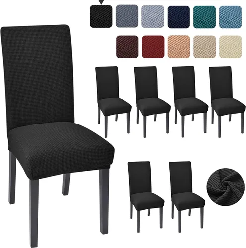 Vista 26 de Juego de 4 fundas para sillas de comedor y cocina, fundas para sillas de comedor, color negro