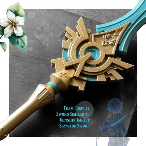 Vista 6 de Espada de espuma inspirada en juegos de fantasía, mediana, unisex, adulta, espada de artes marciales, estilo Skyward Sword 2, cosplay, LARP