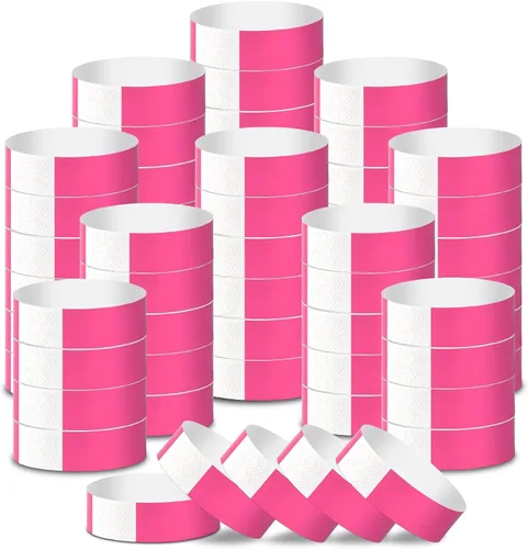 Vista 13 de 2000 pulseras de papel para eventos, impermeables, color negro neón, pulseras adhesivas de identificación de conciertos, bandas de mano para eventos