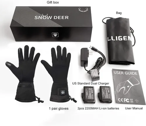 Vista 6 de Guantes térmicos para hombres y mujeres, batería recargable, para motocicleta, esquí, calentador de nieve, guantes para artritis