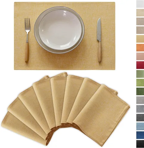 Vista 13 de Demetex - Juego de 4 manteles individuales de mesa de estilo rústico, resistentes al calor, de lino, lavables, de tela, manteles individuales