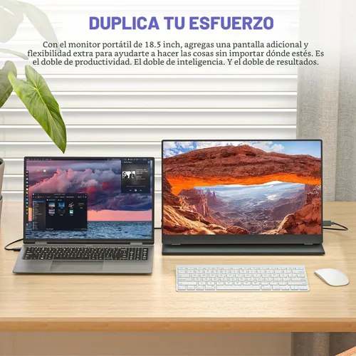 Vista 4 de Monitor portátil de 18,5 pulgadas, FHD USB-C HDMI 1080P 100% sRGB