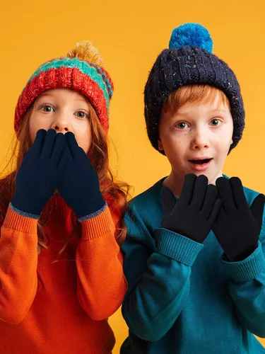 Vista 2 de SATINIOR 3 pares de guantes de forro polar para niños, guantes de invierno, guantes gruesos con forro cálido para niños y niñas