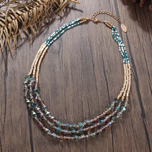 Vista 3 de Bocar Collar para mujer, collar de cuentas de 3 capas, joyería de moda, regalos de fiesta para ella