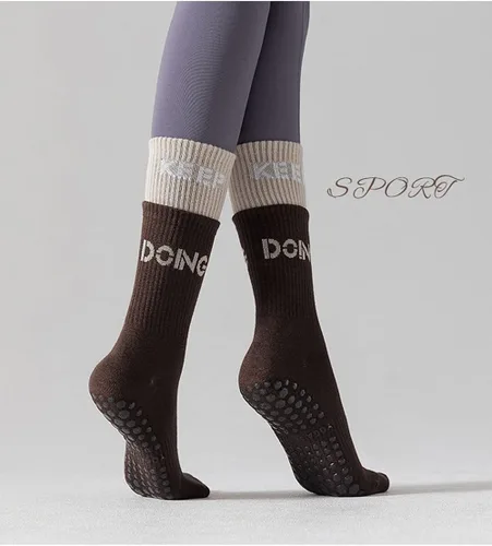 Vista 6 de 6 Pairs Yoga Socks Women's Medium Socks Cotton Fitness Dance pilates Girl's Stockings Professional Non slip Sports