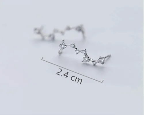 Vista 6 de Aretes de aro de plata de ley S925 con 7 cristales hipoalergénicos, Cristal