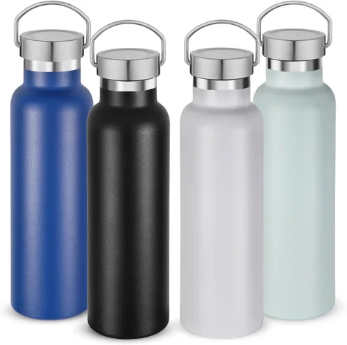 Vista 40 de Neihepal Botellas de agua de acero inoxidable negras, botella de viaje de doble pared con aislamiento al vacío de 20 onzas con tapa a prueba