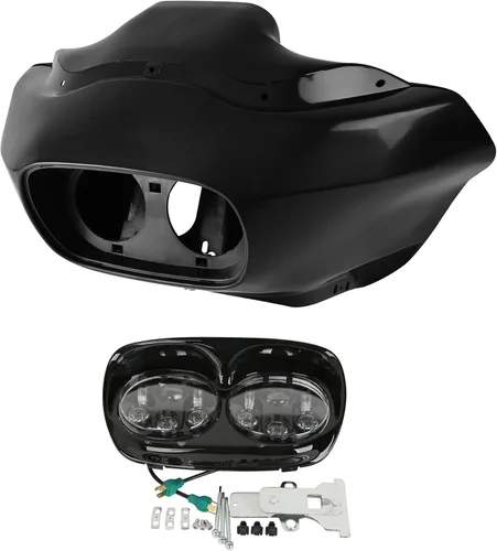 Vista 10 de XMT-MOTO Kit de carenado frontal superior exterior e interior para Harley Davidson Touring Road Glide FLTR 1993-2013 NEGRO BRILLANTE Brillo negro
