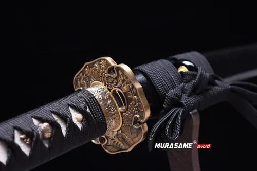 Vista 3 de MURASAME Wakizashi Sword T10 - Arcilla de acero templada real Hamon Full Tang muy afilada