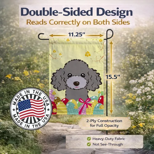Vista 183 de Caroline's Treasures BB1923GF Bandera decorativa para jardín con diseño de Border Collie, para caza de huevos de Pascua, para jardín, jardín, patio