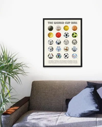Vista 2 de Póster de pelota de la historia de la Copa del Mundo, arte de pared de fútbol, decoración del hogar de la casa, regalo de fútbol, impresión