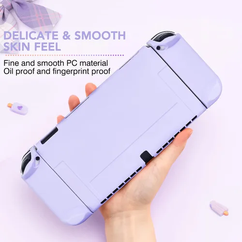 Vista 15 de DLseego Switch OLED Protective Case Dockable Hard Shell Anti-Scratch Cover Joycon Accessory Skin with 6PCS Thumb Grips Caps and 2Pc Screen