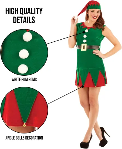 Vista 4 de Fun Shack Elf Costume Adult Women, Elf Costume for Women, Womens Elf Costume Adult, Elf Outfit for Women, Elf Costumes Women