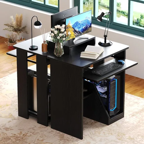 Vista 20 de Escritorio pequeño para computadora para oficina en casa, mesa de juegos compacta para computadora de escritorio y portátil, con cajón