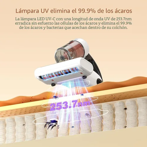 Vista 4 de JIGOO J200 Improve Sleep Mattress Vacuum Cleaner Uv Sanitizing, Deep Cleaning Bed Vacuum Non-Destructive Fabrics, 99.9% Effective Filtration for