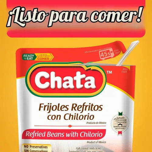 Vista 6 de Chata Frijoles refritos con chilorio de cerdo, 15.2 oz, paquete de 3