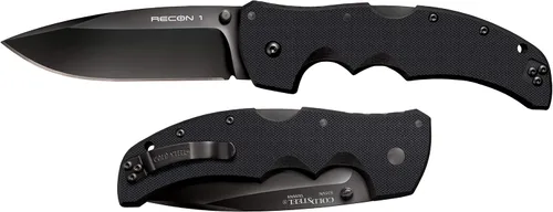 Vista 4 de Cold Steel Recon 1 Series Cuchillo plegable táctico con bloqueo Tri-Ad y clip de bolsillo, Mini Recon 1 cuchillo plegable de punta de lanza