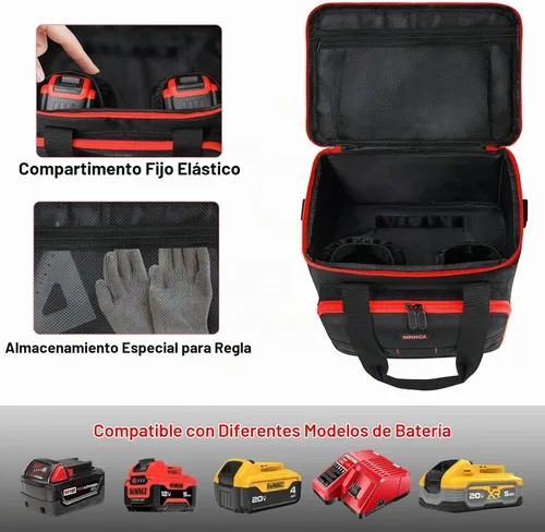 Vista 5 de Bolsa de herramientas compatible con sierra circular Milwaukee M18 2630-20, DEWALT 20V MAX DCS391B/DCS565B, caja de sierra circular