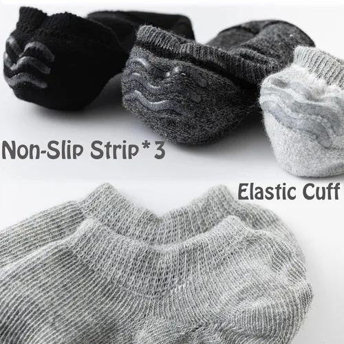 Vista 4 de Mini Angel Calcetines antideslizantes de corte bajo para bebé 6-8 pares de calcetines de tobillo con agarre de algodón atlético