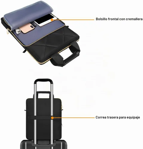 Vista 5 de MOSISO Vertical Laptop Bag, Computer Bags Negro