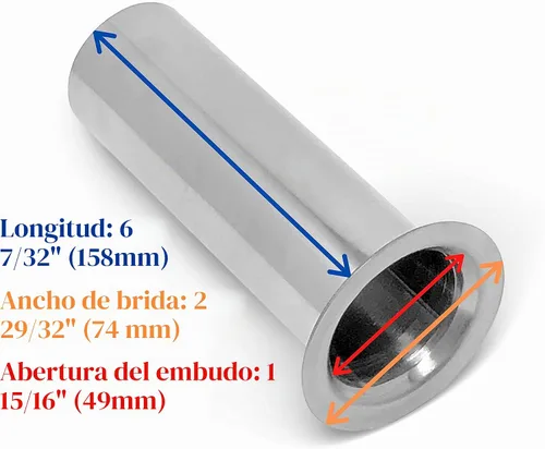 Vista 3 de Tubo de llenado de bolsas de carne de 2 pulgadas de acero inoxidable # 12 para picadora de carne