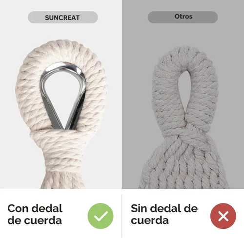 Vista 6 de SUNCREAT Hamaca de camping de lona para 2 personas, hamaca doble de viaje, capacidad de 475 libras, natural
