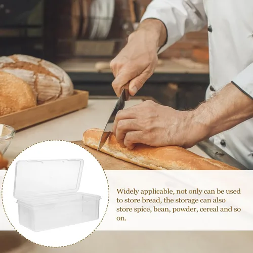 Vista 5 de LIFKOME Caja de almacenamiento de pan de plástico con tapa hermética para mantener el sabor y la frescura hermética para el mostrador de la cocina
