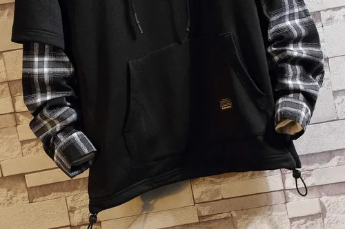 Vista 7 de GURUNVANI Sudaderas con capucha de patchwork de estilo japonés Hombres Personajes Streetwear Sudadera con capucha para hombres