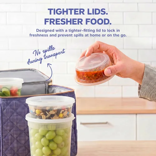 Vista 2 de GUSTO [48 juegos - 8 onzas] Contenedores de plástico para almacenamiento de alimentos desechables con tapas herméticas - Contenedores de Slime