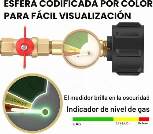 Vista 4 de Adaptador de codo de recambio de propano NQN QCC1 con medidor de tanque de propano, adaptador de presión de recambio de propano de 90 grados