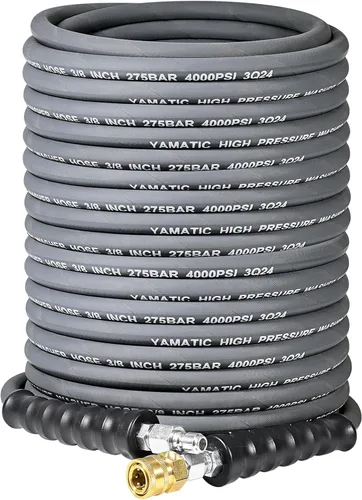 Vista 8 de YAMATIC Manguera de lavado a presión de 3/8" 50 pies, giratoria de 3/8 Negro