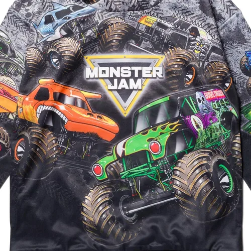 Vista 3 de Monster Jam Zombie Grave Digger Megalodon - Sudadera con capucha de forro polar para niños pequeños a grandes