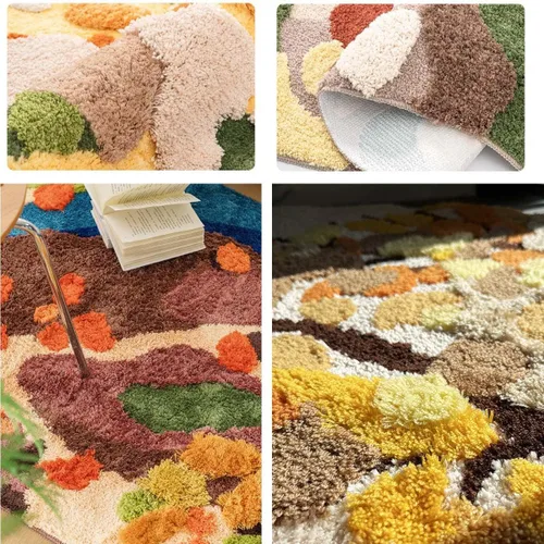 Vista 5 de Alfombra de musgo 3D estéreo, alfombra floral, bonita alfombra de baño verde, antideslizante, suave, lanuda y absorbente, alfombra de baño
