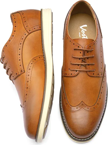 Vista 4 de Vostey Zapatos de vestir para hombre, zapatos de vestir casuales para hombre, zapatos Oxford, zapatos de negocios con punta de ala