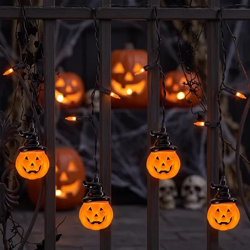 Vista 10 de Abeja Luces de ventana de Halloween, paquete de 4 unidades, calabaza