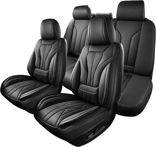 Vista 28 de HChengkikz - Fundas de asiento de automóvil, transpirables e impermeables de piel sintética para automóviles, funda de asiento universal