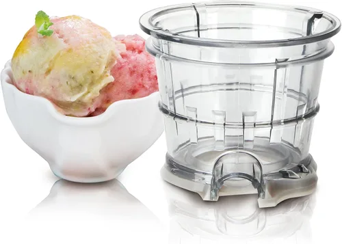 Vista 4 de Kuvings Extractor de jugos lento completo blanco B6000W con fabricador de sorbetes, juego de herramientas de limpieza, tapa inteligente y libro