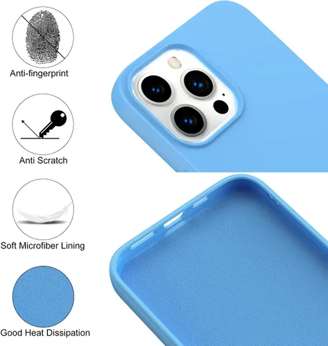 Vista 3 de Funda diseñada para iPhone 13 Pro Max, funda de silicona ultra delgada a prueba de golpes, de microfibra suave anti arañazos, protección mejorada