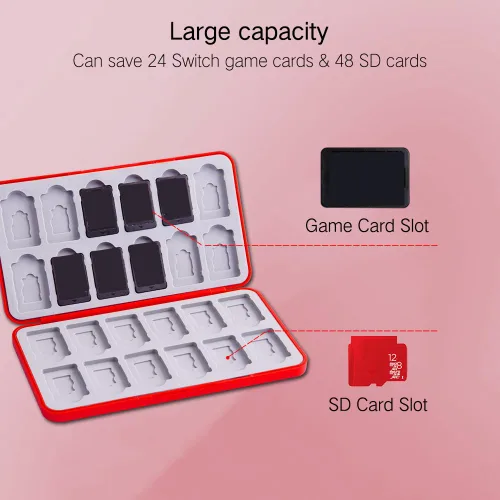 Vista 168 de PERFECTSIGHT Switch Game Case Compatible with Nintendo Switch Game Holder for Switch OLED/ Lite Game Card Case Cartridge with 24 Slots Game Card
