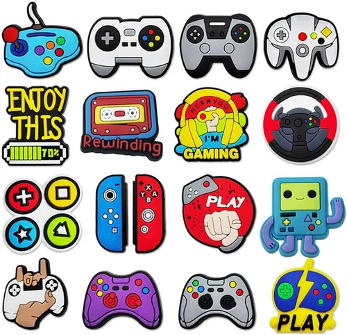 Vista 2 de lovinglove 25 dijes de zapatos de videojuegos para decoración de zapatos de zuecos, accesorios de controlador de juego de moda para niños, niñas